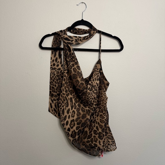 Cider Tops - Leopard Scarf Tank Top